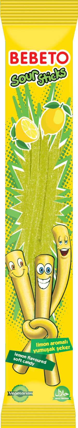 Kervan Gıda Bebeto Sour Stick Lemon 180 grX24