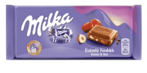 Milka Tablet Chocolate With Raisin And Hazelnut 80 gr